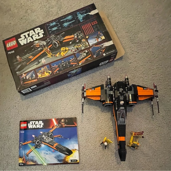 LEGO 75102 POE'S X-WING FIGHTER W/ MINIFIGURES & MANUAL AND BOX